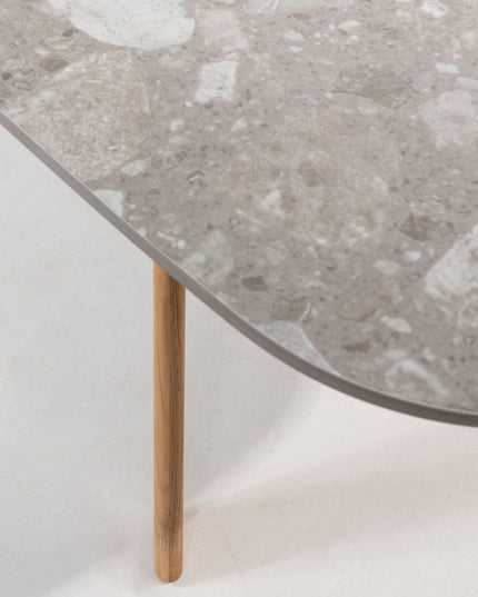 4 Seasons Outdoor Veneto Dining Olive + Montana Tischfass Teak -Basis mit Keramik -Terrazzo 240 cm