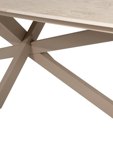 4 Seasons Outdoor Garten Sardinia niedriger Esstuhl + Nevada Low Ess Tisch-Fass-Form 250 cm Latte