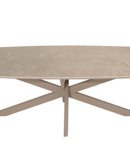 4 Seasons Outdoor Garten Sardinia niedriger Esstuhl + Nevada Low Ess Tisch-Fass-Form 250 cm Latte