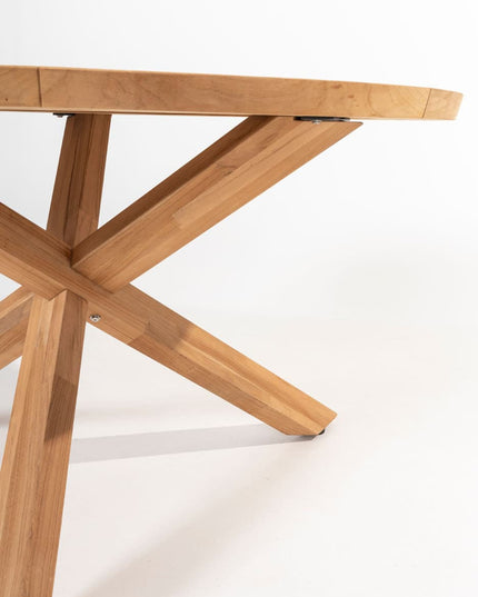 Taste 4SO Manitoba Stapelbares Essstuhl Olive + Prado Teaktabelle 130 Ø CM Teak -Basis