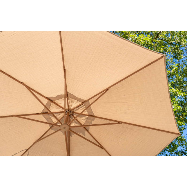 4 Seasons Outdoor Siesta Premium 350 cm. Ø Sand mit Holz Look -Rahmen