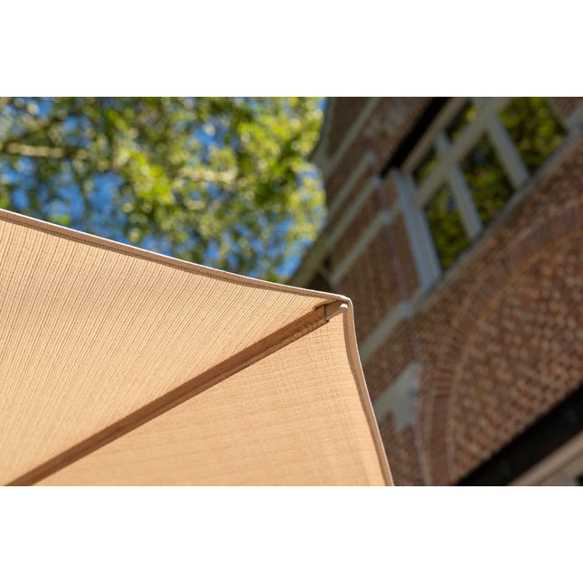 4 Seasons Outdoor Siesta Premium 300 x 300 cm. Sand mit Holz -Look -Rahmen