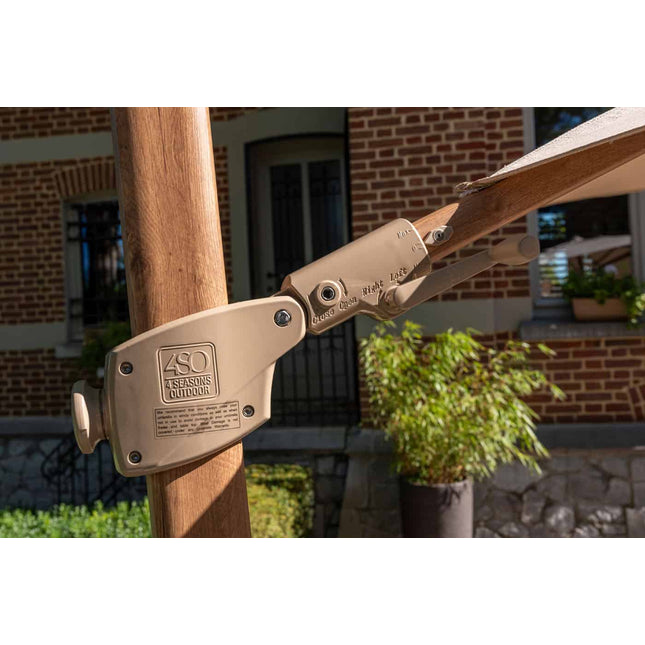 4 Seasons Outdoor Siesta Premium 350 cm. Ø Sand mit Holz Look -Rahmen