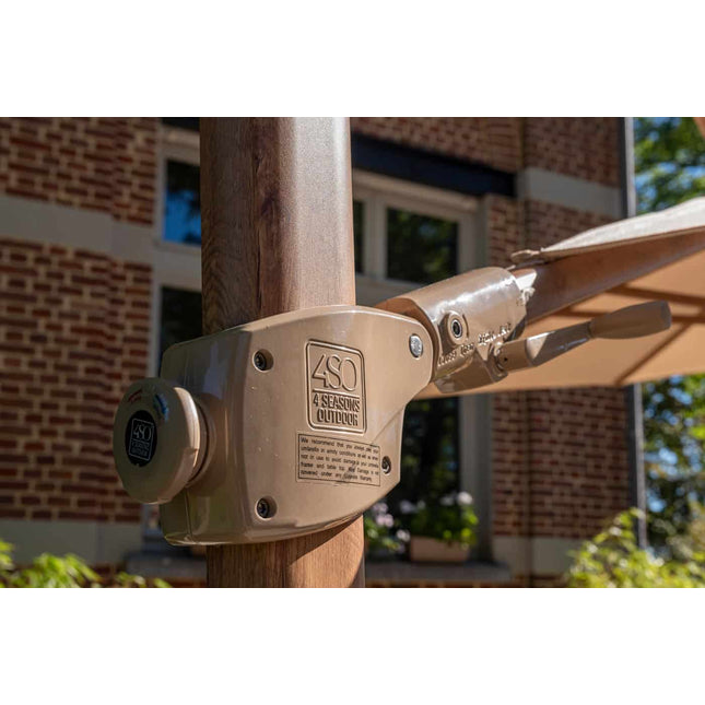 4 Seasons Outdoor Siesta Premium 350 cm. Ø Sand mit Holz Look -Rahmen