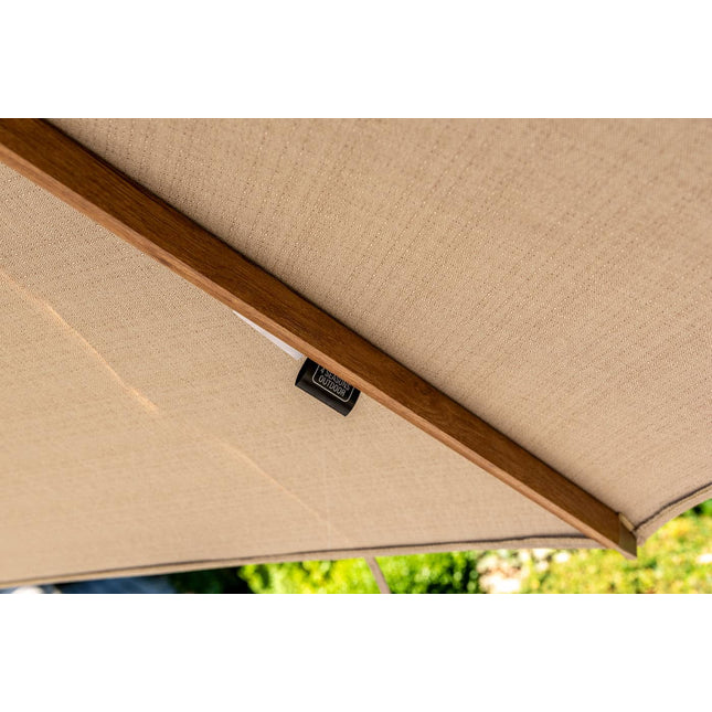4 Seasons Outdoor Siesta Premium 300 x 300 cm. Sand mit Holz -Look -Rahmen