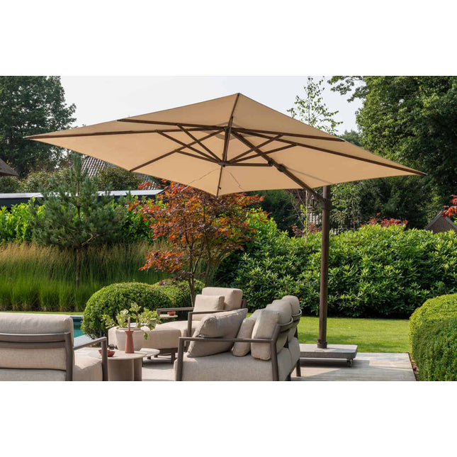 4 Seasons Outdoor Siesta Premium 300 x 300 cm. Strand mit Wenge -Rahmen