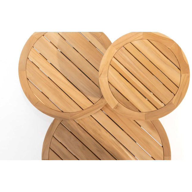 4 Seasons Outdoor Volta Teak Couchtisch Zentralbein Weiß 80 cm. Ø (H 30)