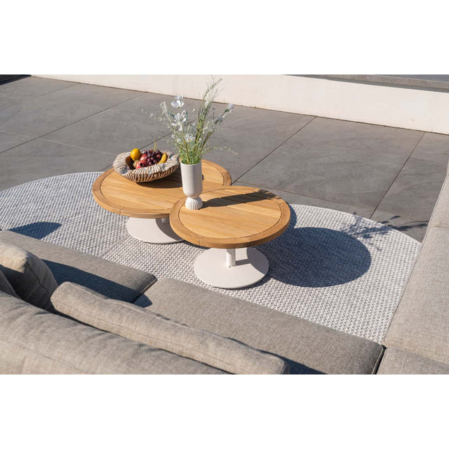 4 Seasons Outdoor Volta Teak Couchtisch Zentralbein Weiß 80 cm. Ø (H 30)