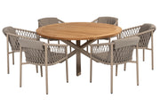 Allora dining set Latte with Prado dining table Teak top 160cm - Complete Set