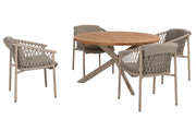 Allora dining set Latte with Prado Teak table 130cm Latte - Complete Set