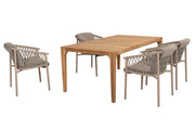 Allora dining set Latte with Liam table teak 180x100cm - Complete Set