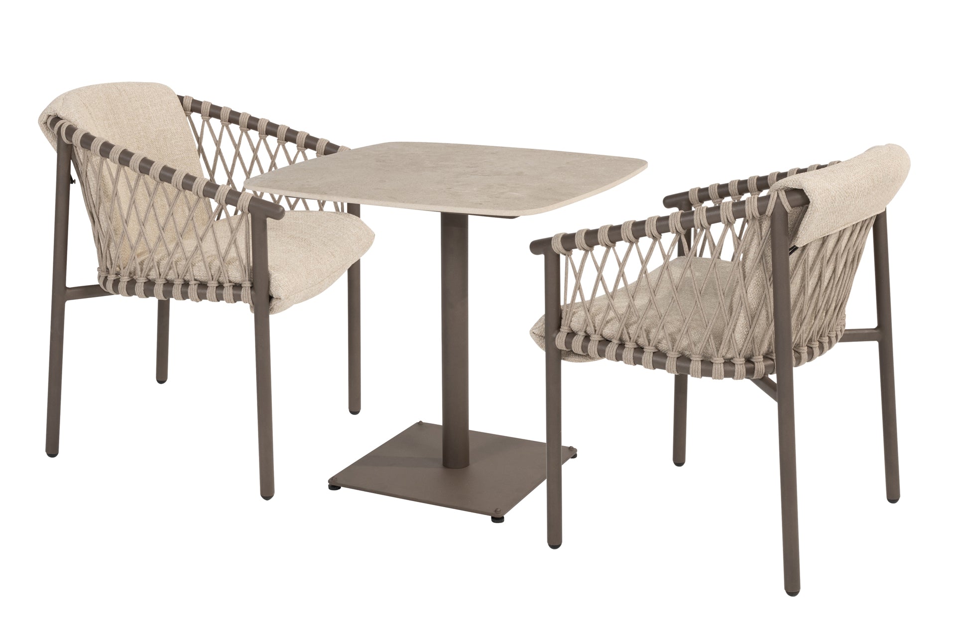 Allora dining set Terre with Vermont dining table Terre with ceramic top 75x75cm - Complete Set