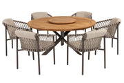 Allora dining set with Prado dining table 160cm Terre legs and Lazy Susan - Complete Set