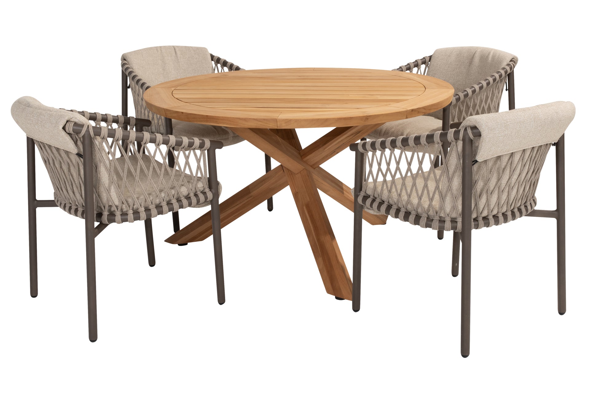 Allora dining set Terre with Prado dining table Teak 130cm - Complete Set