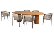 Allora dining set Terre with Capri barrel teak table 240x110cm - Complete Set