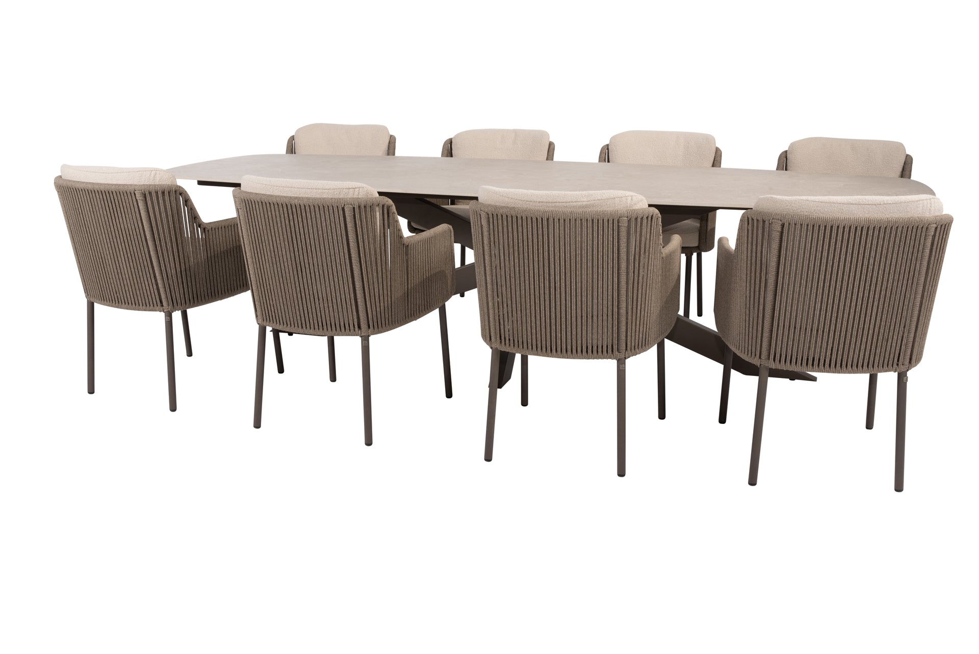 Bernini dining set terre with Prado dining table ceramic 300x115cm terre - Complete Set