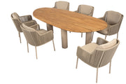 Bernini dining set latte with Estate mango shape dining table latte 240 x 150 cm - Complete Set