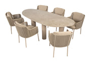 Bernini dining set latte with Estate mango shape dining table latte 240 x 110cm - Complete Set