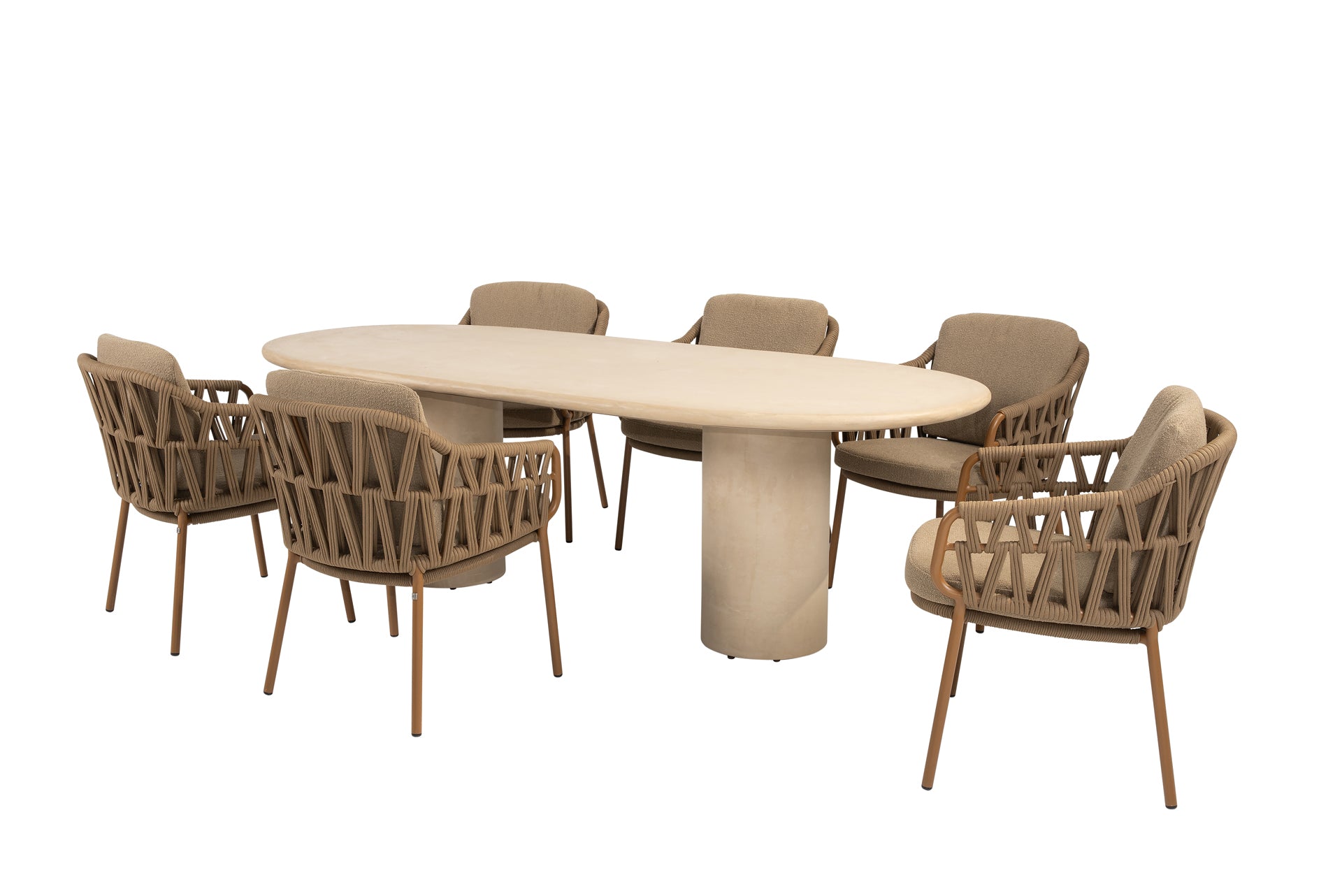 Biarritz dining set amber with Hampton oval dining table 240 x 105cm - Complete Set