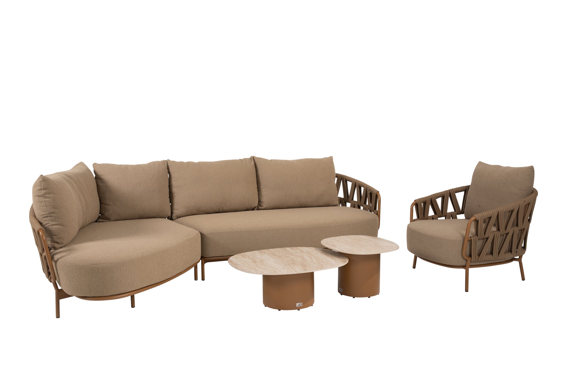 Biarritz chaise longue amber with lounge chair and Sofie tables - Complete Set