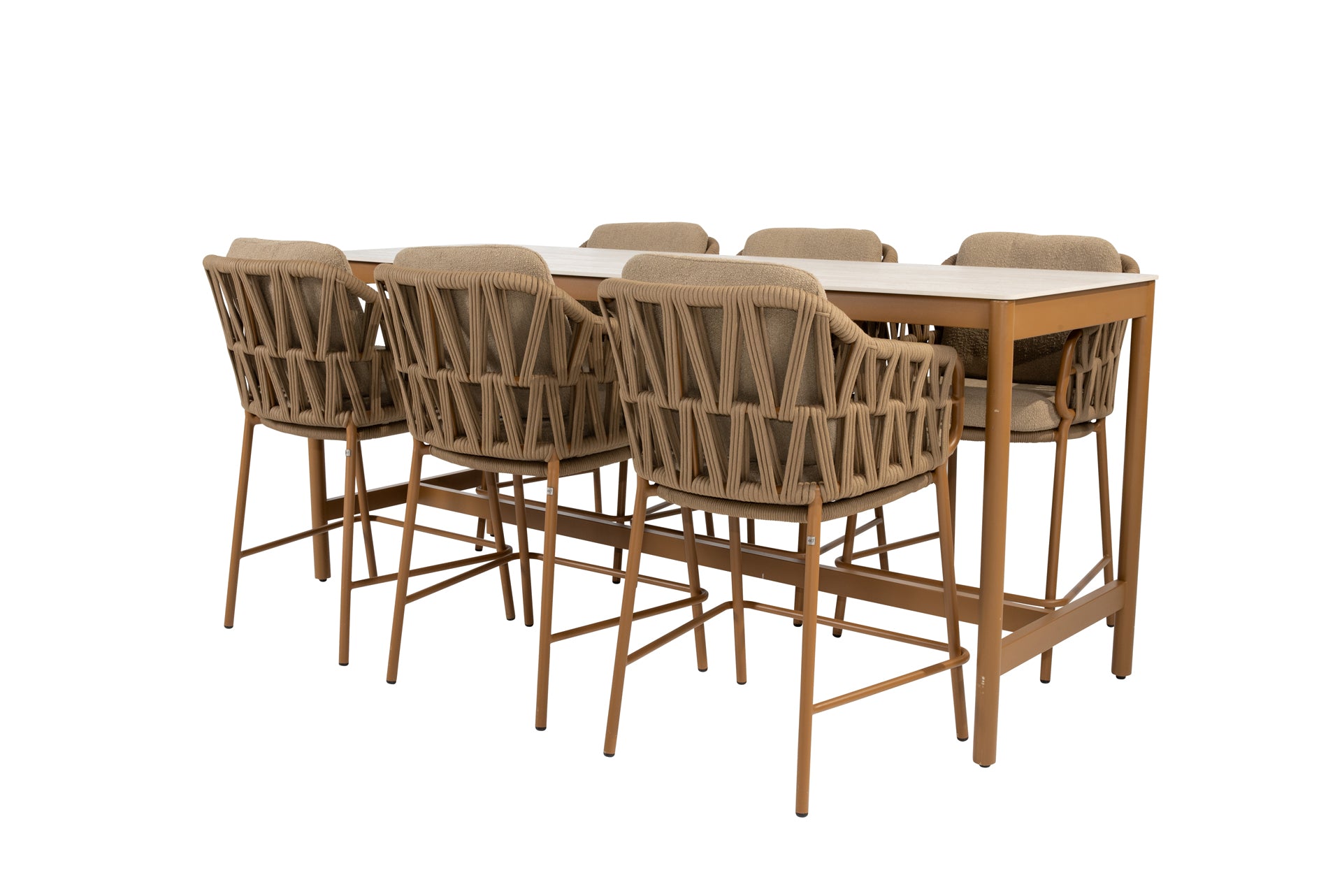 Biarritz high dining set amber with Soho high dining table amber 220 x 75 x 95 cm - Complete Set