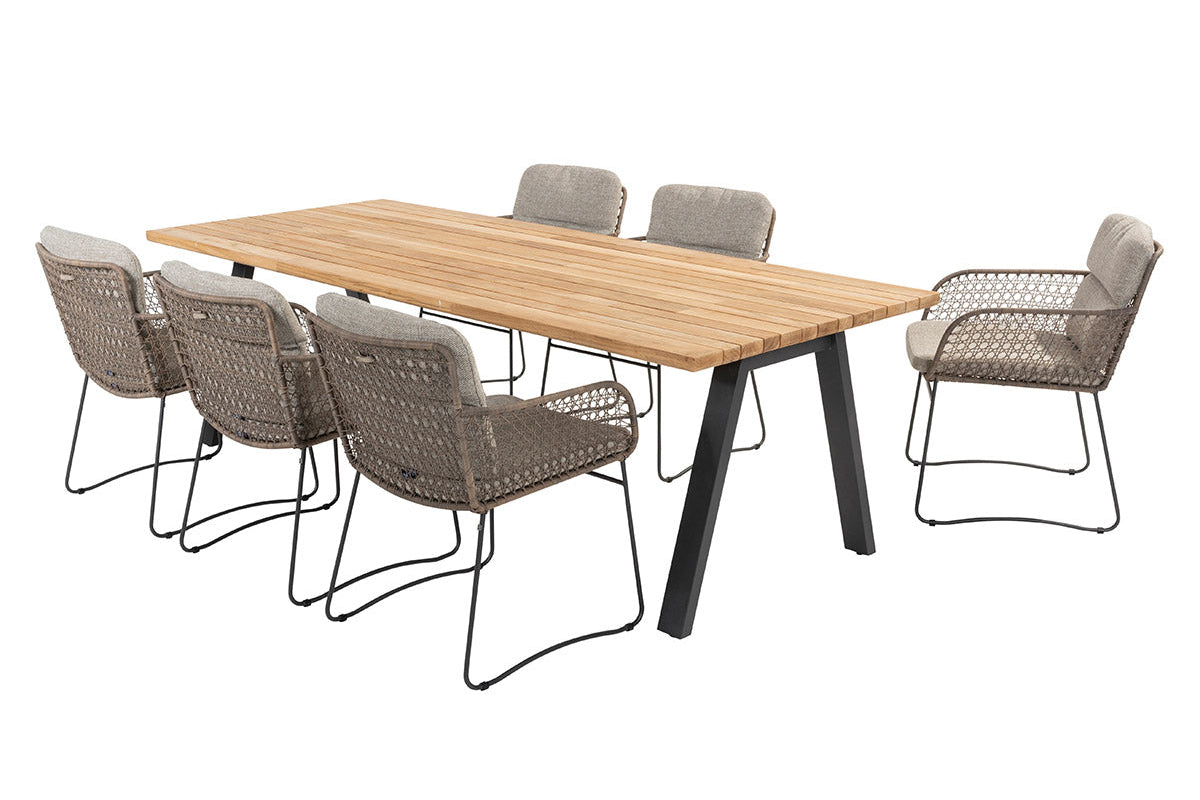 4SO Aprilla Dining-Set pure (6-tlg.) + Ambassador Tisch 240x100 cm