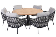 Calpi low dining set with Saba teak low dining table - Complete Set