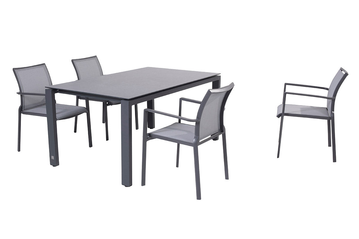 4SO Melbourne Dining-Set anthrazit (4-tlg.) + Goa Tisch 160x95 cm