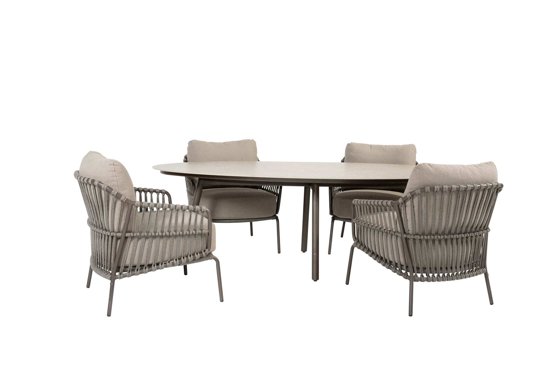 Capalbio low dining set terre with Salute low dining table ceramic ellips terre 220 x 105 x 69 cm - Complete Set