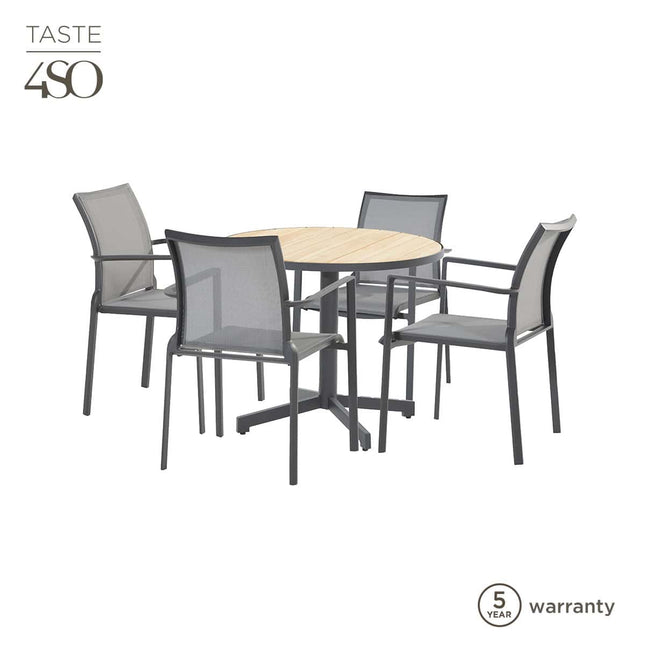 Taste 4SO Melbourne Dining + Fiesta Tisch mit Teaktisch -Tisch 90 Ø CM