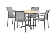 4SO Melbourne Dining-Set anthrazit (4-tlg.) + Fiesta Tisch ⌀90 cm