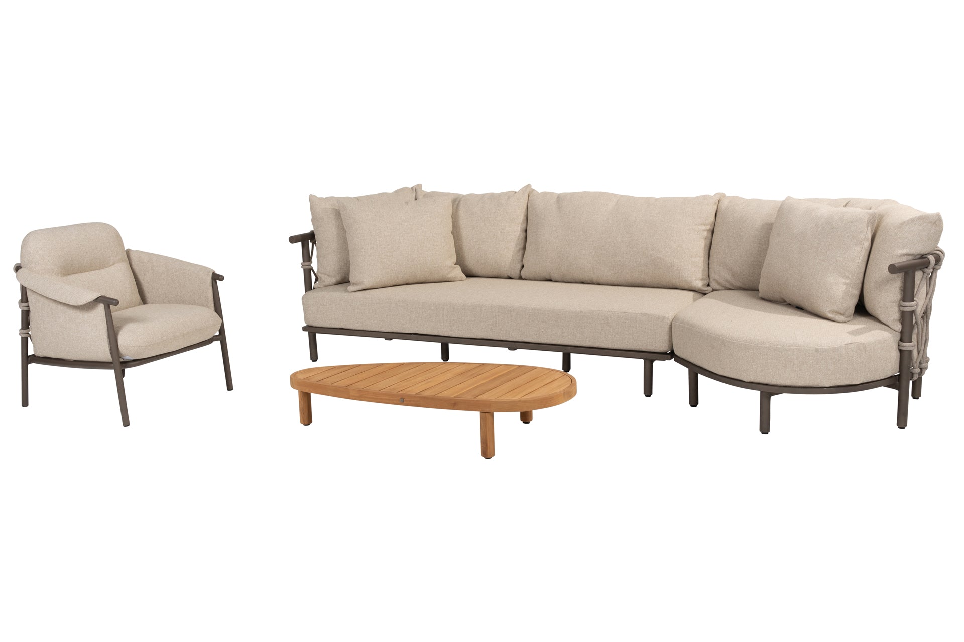 Ezra chaise lounge set with Finn pebble teak table - Complete Set