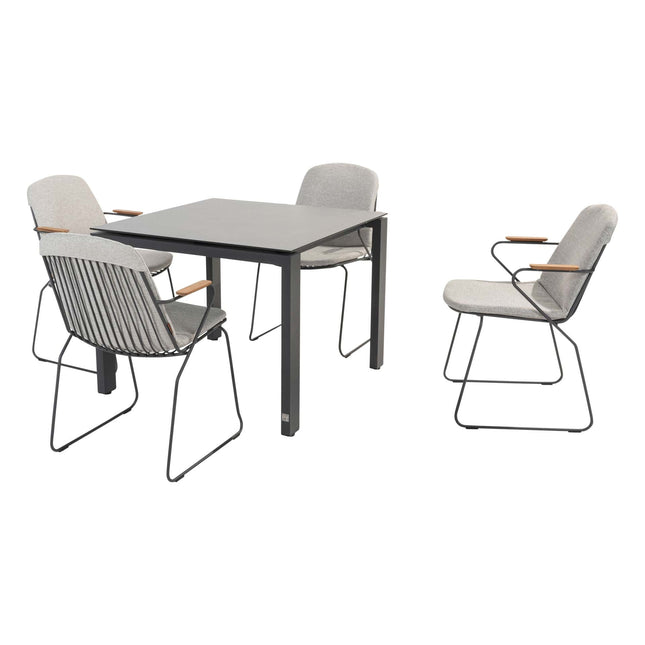 4 Seasons Outdoor Veneto Dining Anthrazit + Goa Tisch HPL 95 cm Schiefer Anthrazit