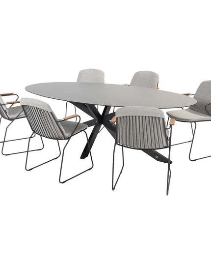 4 Seasons Outdoor Veneto Dining Anthrazit + Privada Tisch Oval HPL Blatt 240 cm