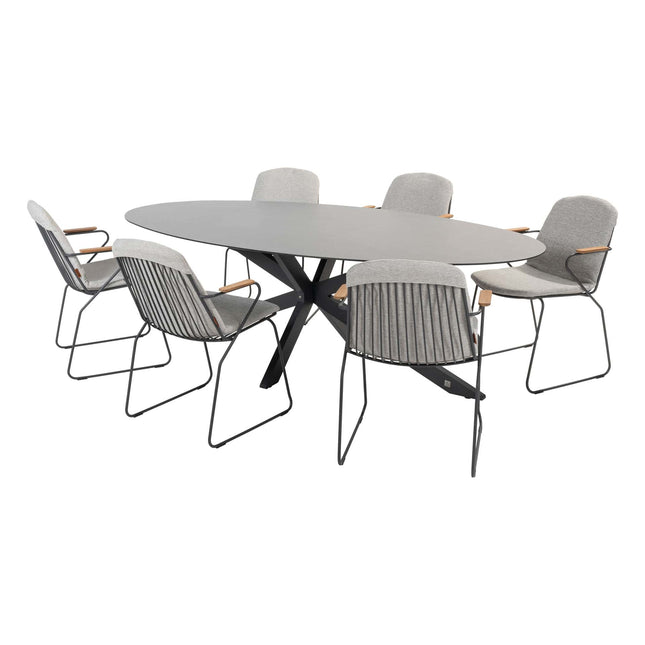 4 Seasons Outdoor Veneto Dining Anthrazit + Privada Tisch Oval HPL Blatt 240 cm