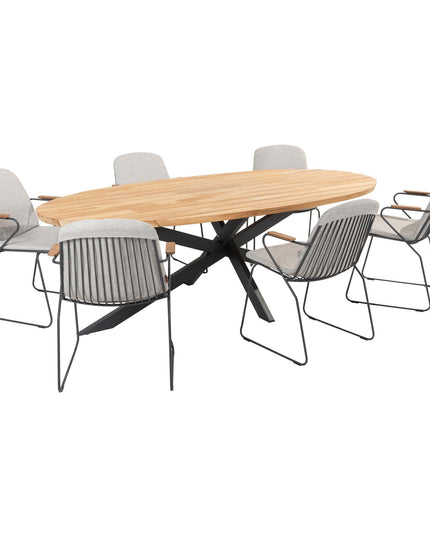 4 Seasons Outdoor Veneto Ess Anthrazit + Taste 4SO Prado Teaktisch Oval 240 cm
