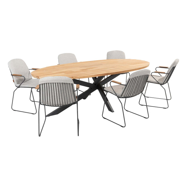 4 Seasons Outdoor Veneto Ess Anthrazit + Taste 4SO Prado Teaktisch Oval 240 cm