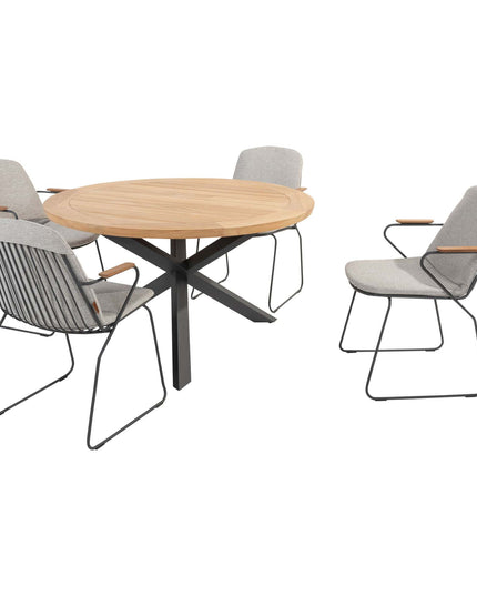 4 Seasons Outdoor Veneto Dining Anthrazit + Geschmack 4SO Prado Teak Tabelle 130 Ø CM
