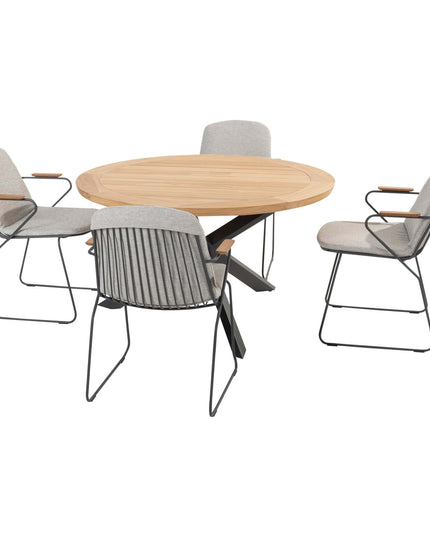4 Seasons Outdoor Veneto Dining Anthrazit + Geschmack 4SO Prado Teak Tabelle 130 Ø CM