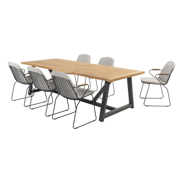 4 Seasons Outdoor Veneto Dining Anthrazit + Taste 4SO Noah Teak Tabelle 260 cm