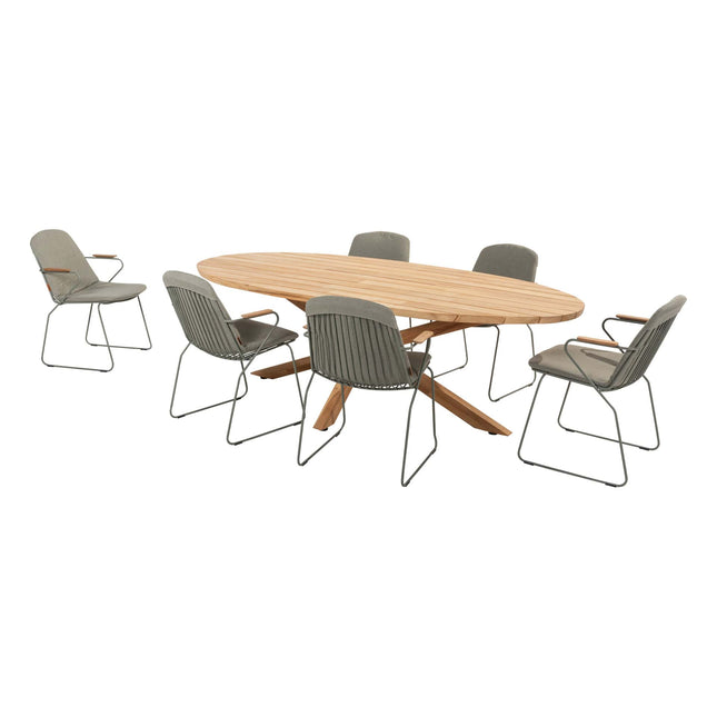 4 Seasons Outdoor Veneto Dining Olive + Taste 4SO Prado Teak Tisch Oval 240 cm