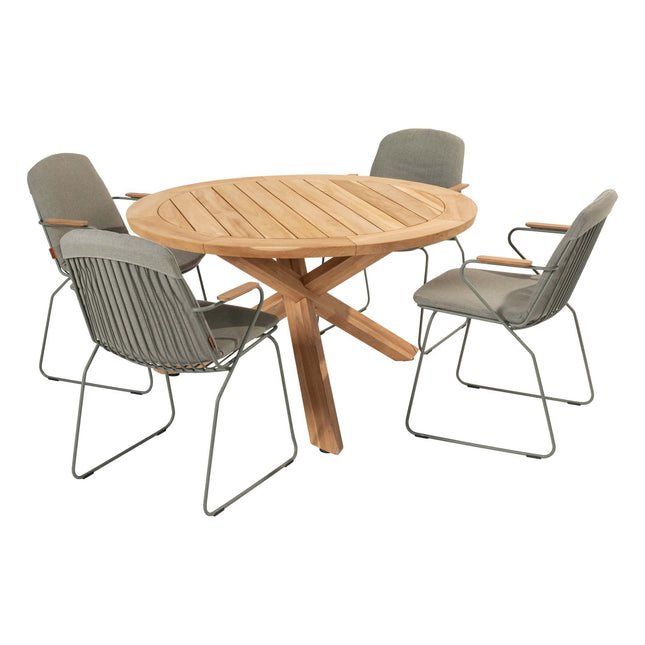 4 Seasons Outdoor Veneto Dining Olive + Taste 4SO Prado Teak Tabelle 130 Ø CM