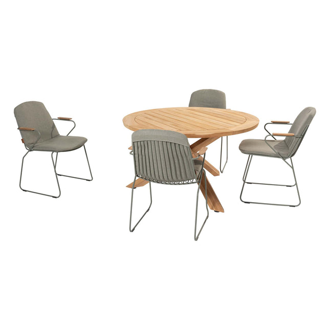4 Seasons Outdoor Veneto Dining Olive + Taste 4SO Prado Teak Tabelle 130 Ø CM