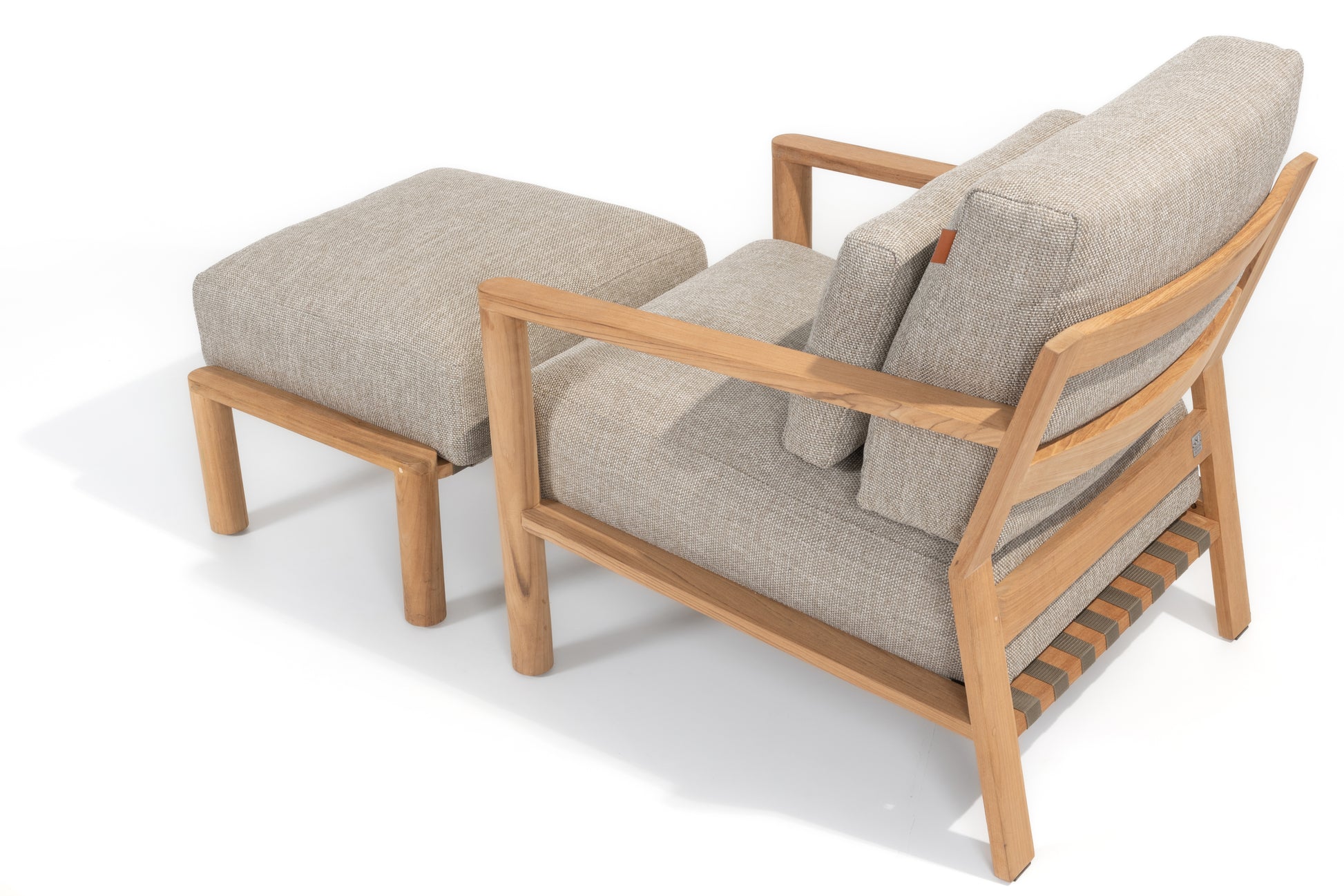 4SO Lucas footstool natural teak with cushion - SKU 17010-17012 - Detail view