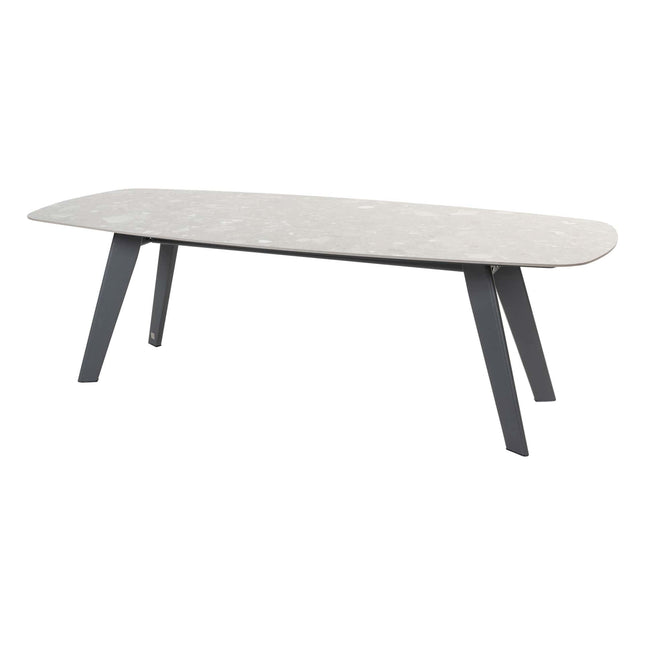 4 Seasons Outdoor Aprilla Dining Pure (6-tlg.) + Montana Tisch Fass Keramik Terrazzo 240 cm