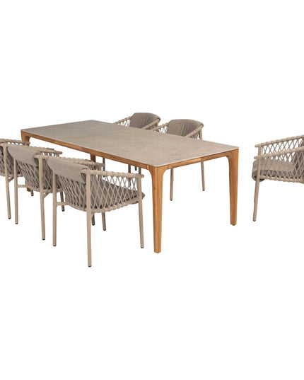 4 Seasons Outdoor Allora Essstuhl Latte + Geschmack 4SO Liam Tisch mit Keramikblatt 240 cm