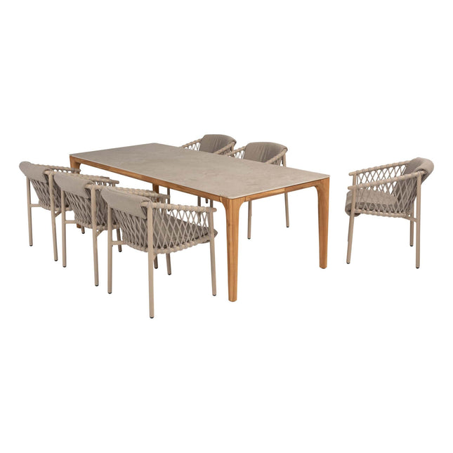 4 Seasons Outdoor Allora Essstuhl Latte + Taste 4SO Liam Tisch mit Keramikblatt 240 cm