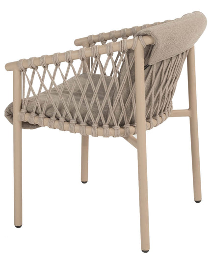 4 Jahreszeiten Outdoor Allora Essstuhl Latte + Geschmack 4so Prado Tisch mit Keramiktisch Top Barrel Latte 240 cm