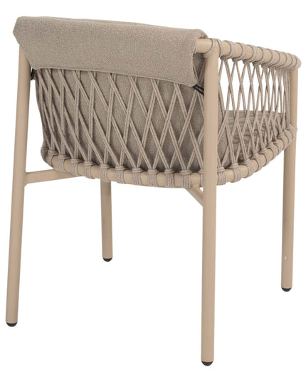 4 Jahreszeiten Outdoor Allora Essstuhl Latte + Geschmack 4so Prado Tisch mit Keramiktisch Top Barrel Latte 240 cm