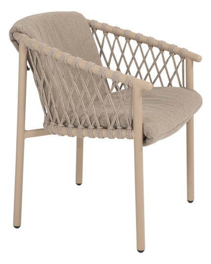 4 Jahreszeiten Outdoor Allora Essstuhl Latte + Geschmack 4so Prado Tisch mit Keramiktisch Top Barrel Latte 240 cm